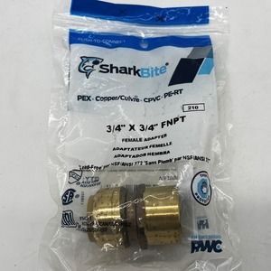 Shark Bite Female Adapter 3/4inx3/4in FNPT Copper Fitting Push On Plumbing NIP